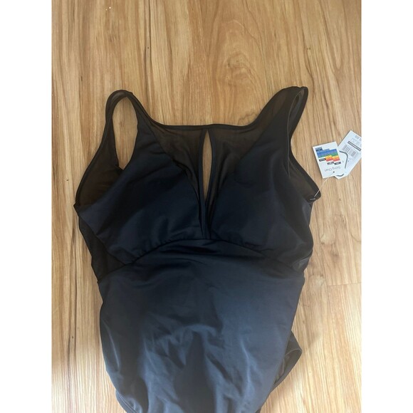 Time and Tru Black Mesh One Piece Swimsuit, Women’s L (12-14) - Picture 2 of 4